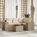 vidaXL Set Divano da Giardino 5 pz con Cuscini Beige in Polyrattan