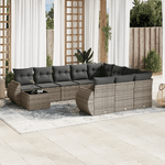 vidaXL Set Divani da Giardino 11 pz con Cuscini in Polyrattan Grigio