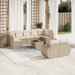 vidaXL Set Divano da Giardino 10 pz con Cuscini Beige in Polyrattan