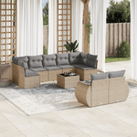 vidaXL Set Divano da Giardino 10 pz con Cuscini Beige in Polyrattan