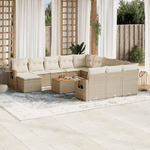 vidaXL Set Divano da Giardino 13 pz con Cuscini Beige in Polyrattan