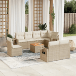 vidaXL Set Divano da Giardino 9 pz con Cuscini Beige in Polyrattan