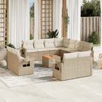 vidaXL Set Divani da Giardino 12 pz con Cuscini Beige in Polyrattan