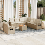 vidaXL Set Divano da Giardino 10 pz con Cuscini Beige in Polyrattan