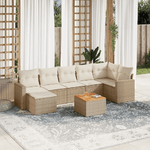 vidaXL Set Divano da Giardino 8 pz con Cuscini Beige in Polyrattan