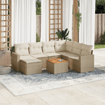 vidaXL Set Divano da Giardino 8 pz con Cuscini Beige in Polyrattan