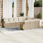 vidaXL Set Divano da Giardino 10 pz con Cuscini Beige in Polyrattan