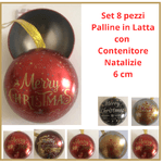 Set 8 Palline in metallo latta  da appendere  palle di natale apribile per albero addobbi natalizi  da 6 cm regalo colorate decorazioni