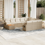 vidaXL Set Divani da Giardino 11 pz con Cuscini Beige in Polyrattan