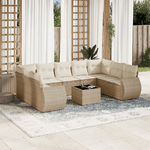 vidaXL Set Divano da Giardino 10 pz con Cuscini Beige in Polyrattan