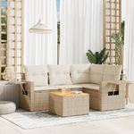 vidaXL Set Divano da Giardino 5 pz con Cuscini Beige in Polyrattan