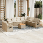 vidaXL Set Divani da Giardino 11 pz con Cuscini Beige in Polyrattan