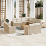 vidaXL Set Divani da Giardino 12 pz con Cuscini Beige in Polyrattan