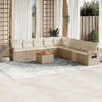 vidaXL Set Divano da Giardino 10 pz con Cuscini Beige in Polyrattan