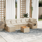 vidaXL Set Divano da Giardino 8 pz con Cuscini Beige in Polyrattan