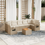 vidaXL Set Divano da Giardino 8 pz con Cuscini Beige in Polyrattan