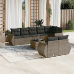 vidaXL Set Divano da Giardino 9 pz con Cuscini Grigio in Polyrattan