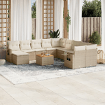 vidaXL Set Divani da Giardino 12 pz con Cuscini Beige in Polyrattan