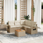 vidaXL Set Divano da Giardino 6 pz con Cuscini Beige in Polyrattan