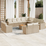 vidaXL Set Divani da Giardino 14pz con Cuscini in Polyrattan Beige