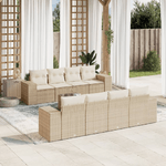 vidaXL Set Divano da Giardino 9 pz con Cuscini Beige in Polyrattan