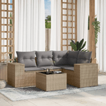 vidaXL Set Divano da Giardino 5 pz con Cuscini Beige in Polyrattan