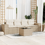 vidaXL Set Divano da Giardino 5 pz con Cuscini Beige in Polyrattan