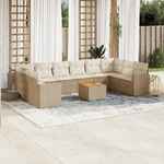 vidaXL Set Divani da Giardino 11 pz con Cuscini Beige in Polyrattan