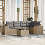 vidaXL Set Divano da Giardino 6 pz con Cuscini Beige in Polyrattan