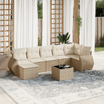 vidaXL Set Divano da Giardino 8 pz con Cuscini Beige in Polyrattan