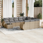 vidaXL Set Divani da Giardino 11 pz con Cuscini Beige in Polyrattan