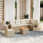 vidaXL Set Divani da Giardino 7 pz con Cuscini Beige in Polyrattan