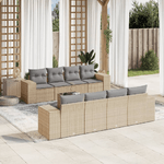 vidaXL Set Divano da Giardino 9 pz con Cuscini Beige in Polyrattan