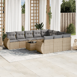 vidaXL Set Divani da Giardino 11 pz con Cuscini Beige in Polyrattan