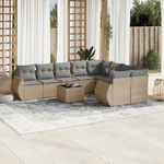 vidaXL Set Divano da Giardino 10 pz con Cuscini Beige in Polyrattan