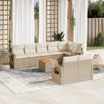 vidaXL Set Divano da Giardino 9 pz con Cuscini Beige in Polyrattan