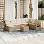 vidaXL Set Divano da Giardino 9 pz con Cuscini Beige in Polyrattan