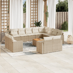 vidaXL Set Divano da Giardino 13 pz con Cuscini Beige in Polyrattan