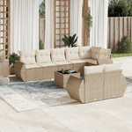 vidaXL Set Divano da Giardino 9 pz con Cuscini Beige in Polyrattan