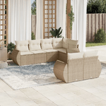 vidaXL Set Divani da Giardino 7 pz con Cuscini Beige in Polyrattan