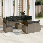 vidaXL Set Divano da Giardino 9 pz con Cuscini Grigio in Polyrattan