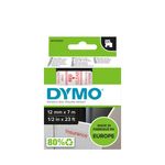 DYMO-D1---Standard-Etichette---Rosso-su-trasparente---12mm-x-7m