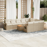 vidaXL Set Divani da Giardino 11 pz con Cuscini Beige in Polyrattan