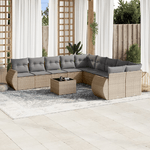 vidaXL Set Divani da Giardino 11 pz con Cuscini Beige in Polyrattan