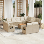 vidaXL Set Divano da Giardino 13 pz con Cuscini Beige in Polyrattan