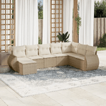 vidaXL Set Divano da Giardino 8 pz con Cuscini Beige in Polyrattan