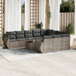 vidaXL Set Divani da Giardino 11 pz con Cuscini in Polyrattan Grigio