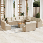 vidaXL Set Divani da Giardino 14pz con Cuscini in Polyrattan Beige