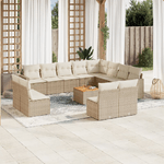 vidaXL Set Divano da Giardino 13 pz con Cuscini Beige in Polyrattan