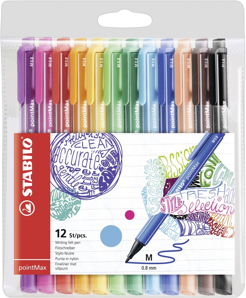 STABILO-pointMax-penna-tecnica-Nero-Blu-Marrone-Verde-Azzurro-Verde-chiaro-Arancione-Rosa-Porpora-Rosso-Giallo-12-pezzo-i-